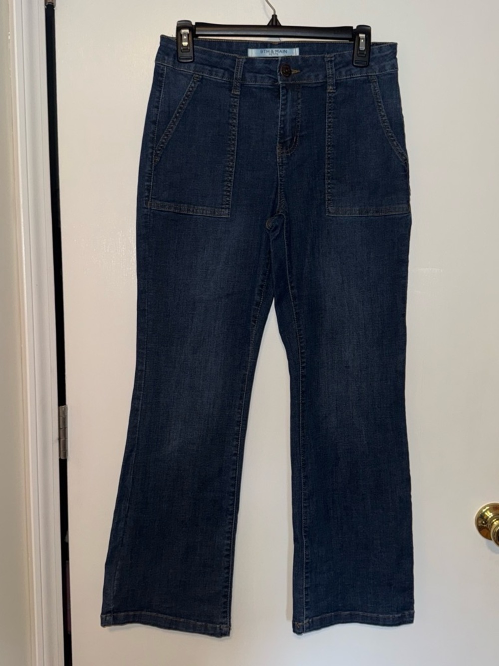 9th & Main Dark Indigo Wide-Leg Jeans with Front Patch Pockets